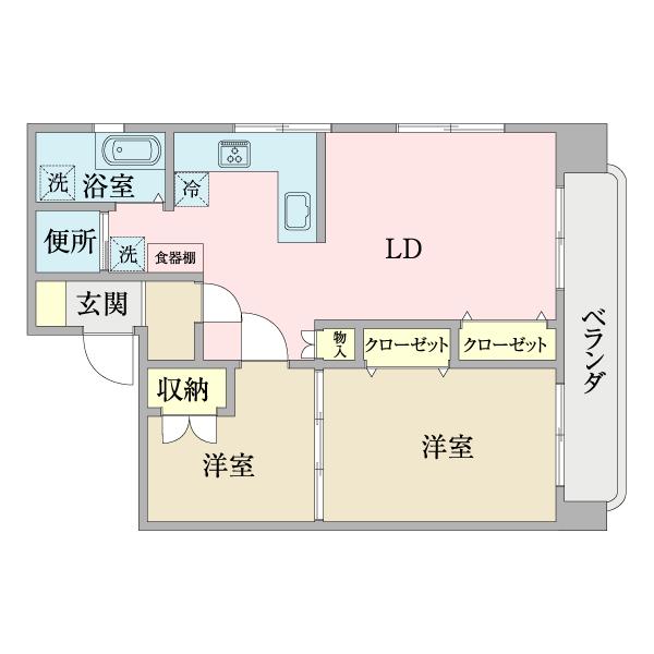 角部屋のため明るい室内です