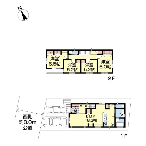 流山市美田　新築戸建　2号棟 間取り図画像