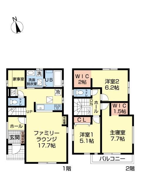 松戸市新松戸南２丁目　新築戸建　１号棟 間取り図画像