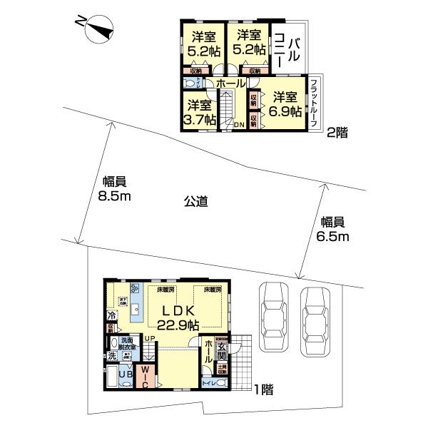 市川市本北方１４期　新築戸建１号棟 間取り図画像