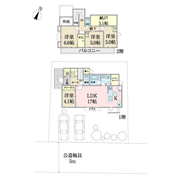 収納力のある空間設計４ＳＬＤＫ＋カースペース２台確保