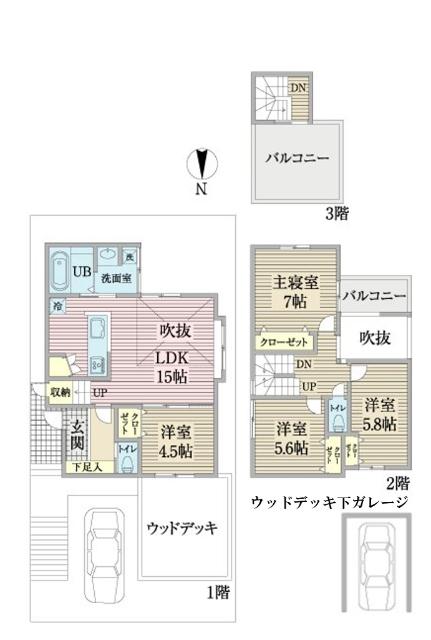 ガレージから屋上まで通常の戸建てでは得られない特別仕様のプランです。