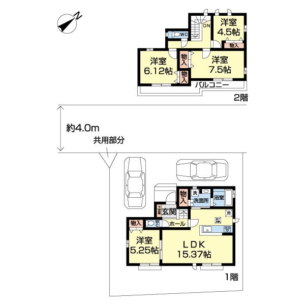 八潮市大字二丁目２６６番　Ｆ号棟 間取り図画像