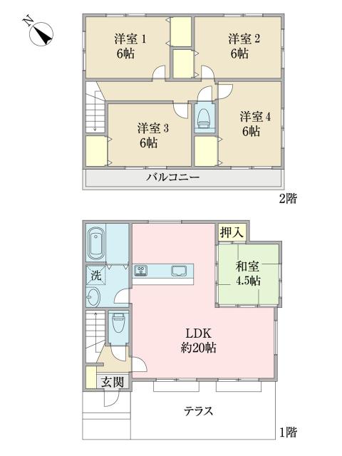 所沢市東所沢２丁目中古戸建 間取り図画像