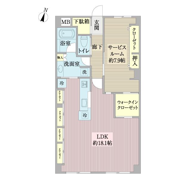 豊富な収納力と集約されて使いやすい家事動線が特徴です。