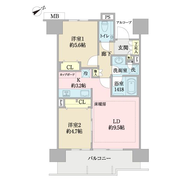 グランスイート三軒茶屋スカイテラス（1402） 間取り図画像