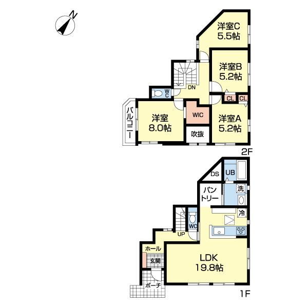 越谷市大竹２期　１号棟 間取り図画像