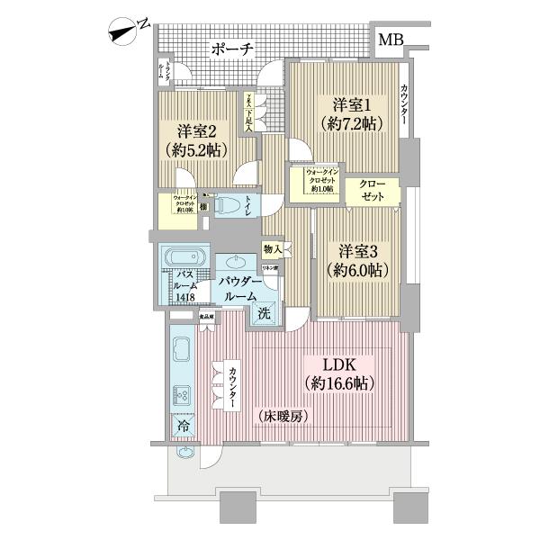 【間取り図】専有面積82.09㎡＋WIC×2＋専用トランクルーム＋ポーチ