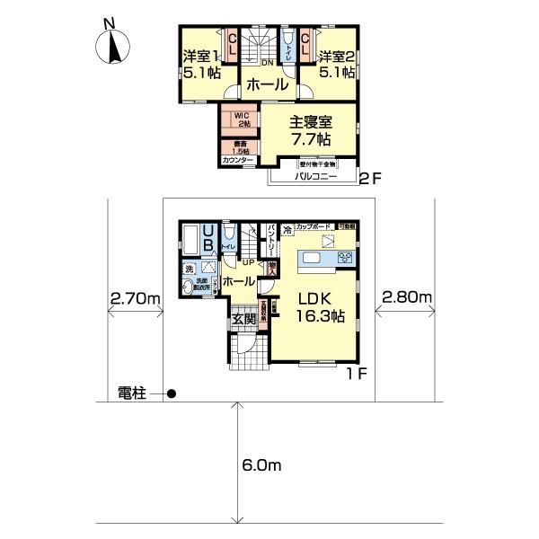 松戸市新松戸南２丁目　新築戸建　２号棟 間取り図画像