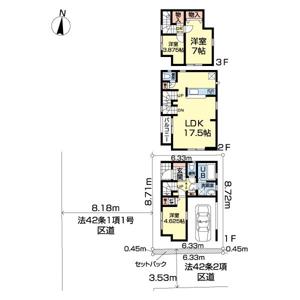 江戸川区興宮町　新築戸建１号棟 間取り図画像