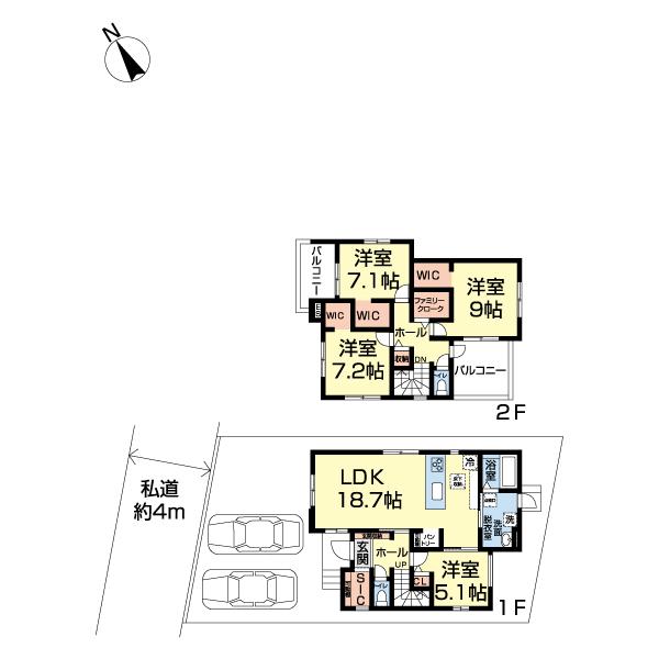 習志野市花咲7期　新築分譲住宅　1号棟 間取り図画像