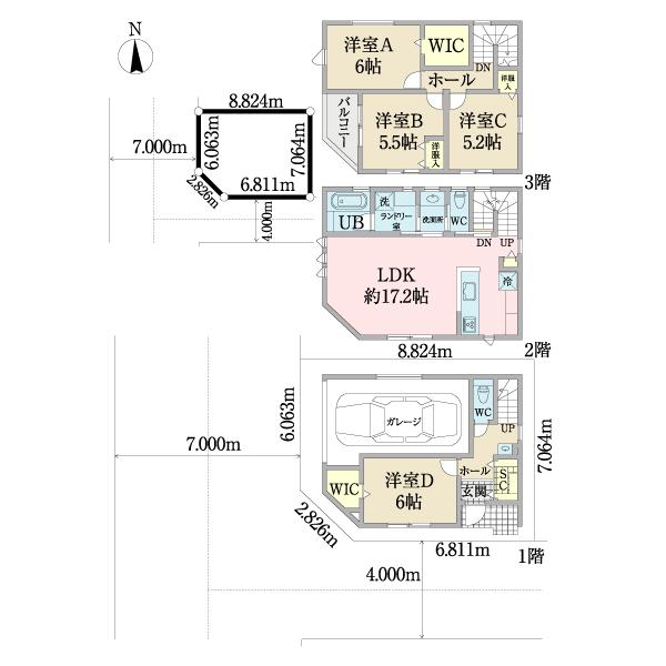 南葛西６丁目戸建 間取り図画像