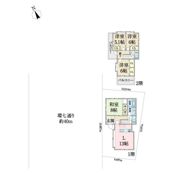 江戸川区東葛西８丁目中古戸建 間取り図画像