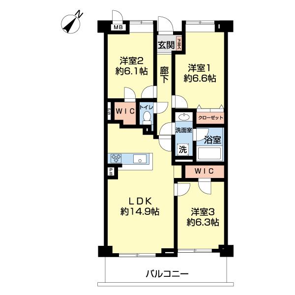 横浜市青葉区千草台中古マンション 間取り図画像