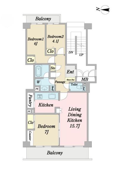 ヴィルヌーブ南越谷Ａ棟 間取り図画像