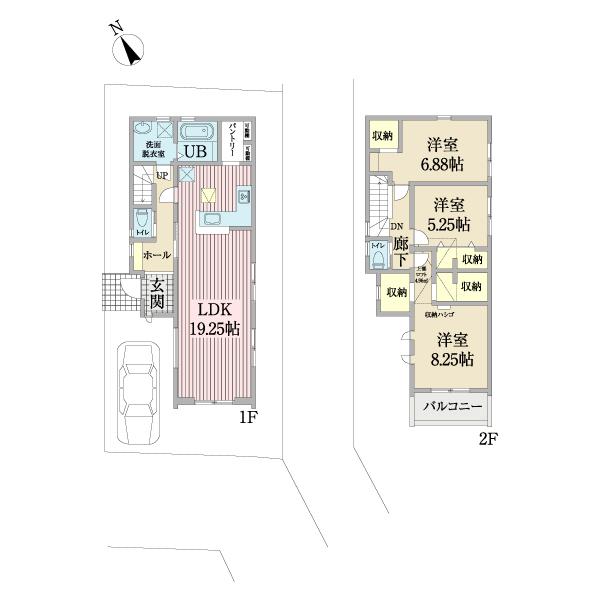 川崎市多摩区栗谷１丁目新築戸建　１号棟 間取り図画像