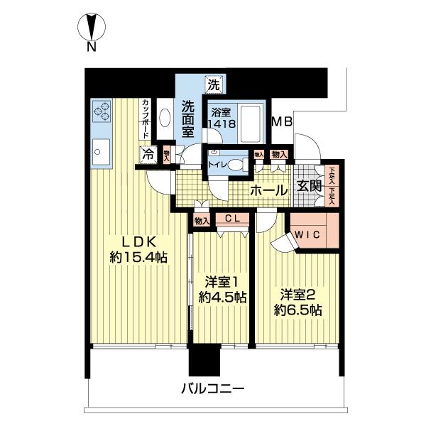 横浜市西区みなとみらい中古マンション 間取り図画像