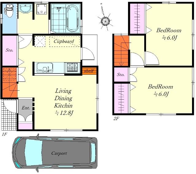 ２０１７年３月建物全面改築、２ＬＤＫ、カーポート（１台）