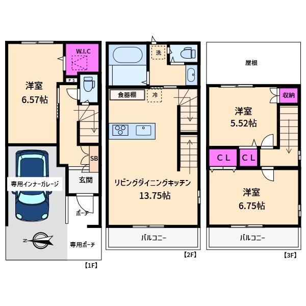 スマeタウン足立竹ノ塚H号棟 間取り図画像