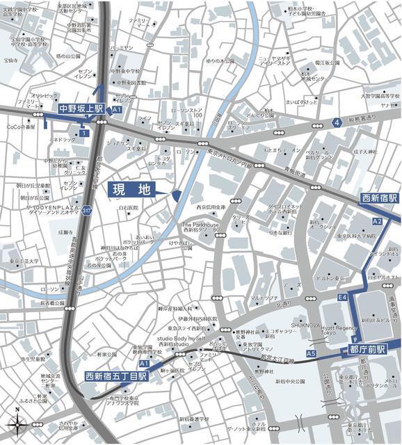 ルフォンプログレ中野坂上（409） 地形図・案内図