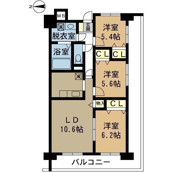パークハイツ万代（601） 間取り図画像