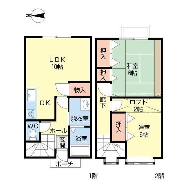新潟市中央区紫竹山アパート 間取り図画像