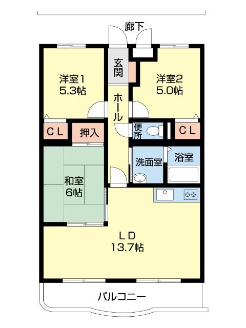 ベルメゾン網川原（202） 間取り図画像