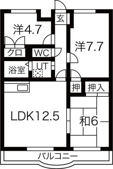 メゾンはなみずきA棟（302） 間取り図画像