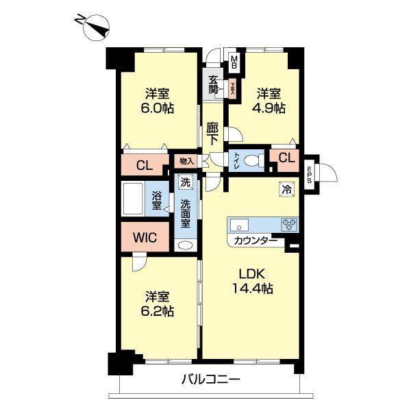 2,290万円　3LDK　66.62㎡　バルコニー：8.5㎡