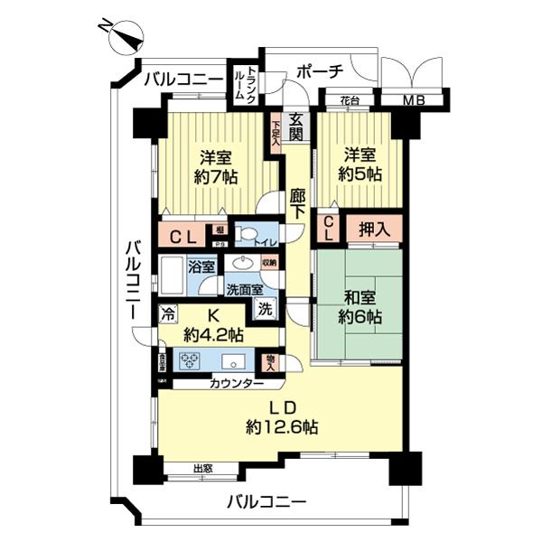 ダイアパレス笹口三丁目（601） 間取り図画像