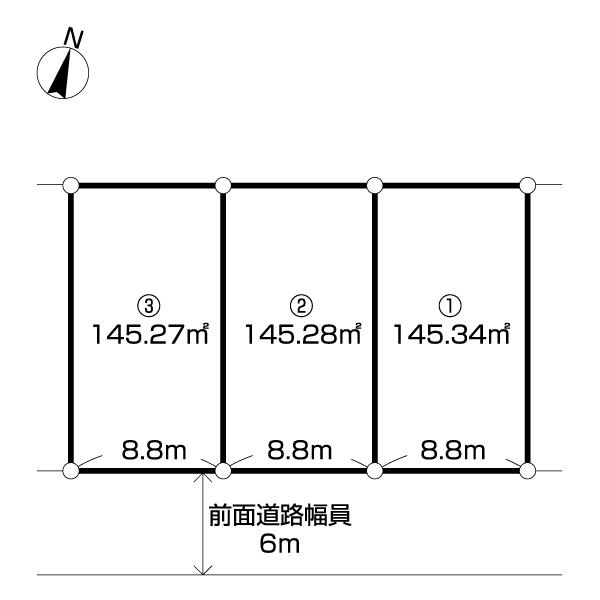 東区河渡新町2丁目　3区画　1340.2万円〜1340.8万円 区画図