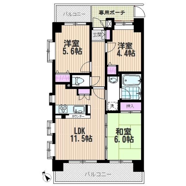 ８階角・眺望良好