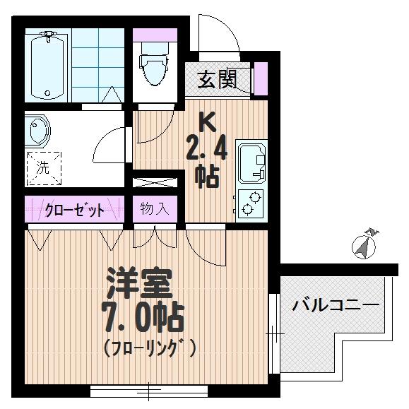 角部屋1Kタイプ