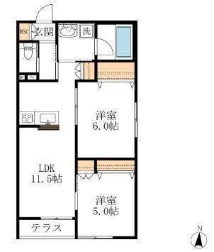 【ヘーベルメゾン】フェリーチェ（102） 間取り図画像