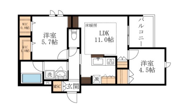 【ヘーベルメゾン】Ｍａｉｓｏｎ　ｄｅ　Ｓｕｃｒｅ（202） 間取り図画像