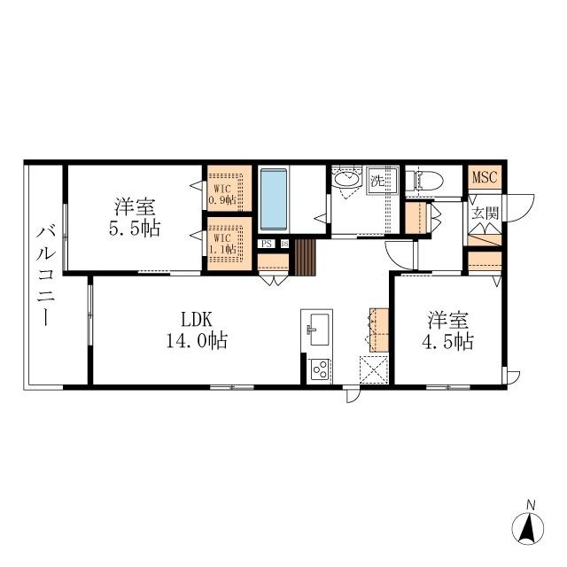 【ヘーベルメゾン】Ｆａｍｉｌｉａ　Ａ（203） 間取り図画像