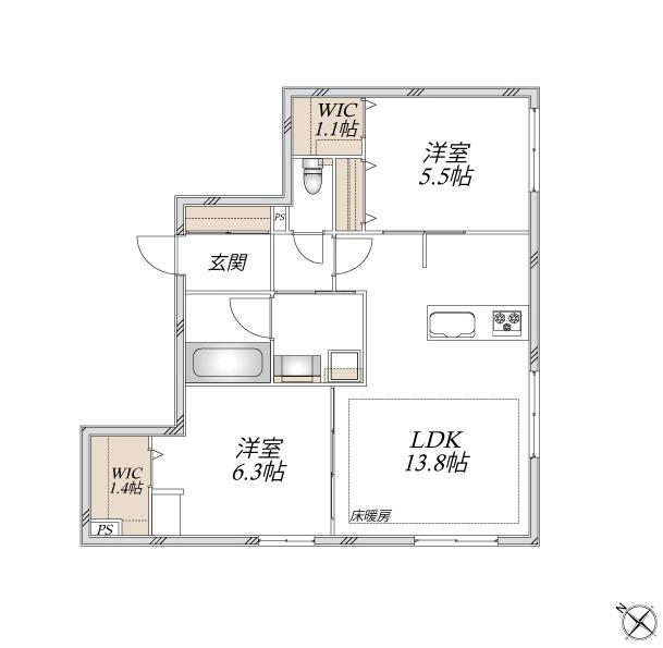 【ヘーベルメゾン】領家プライムコートⅡ（101） 間取り図画像