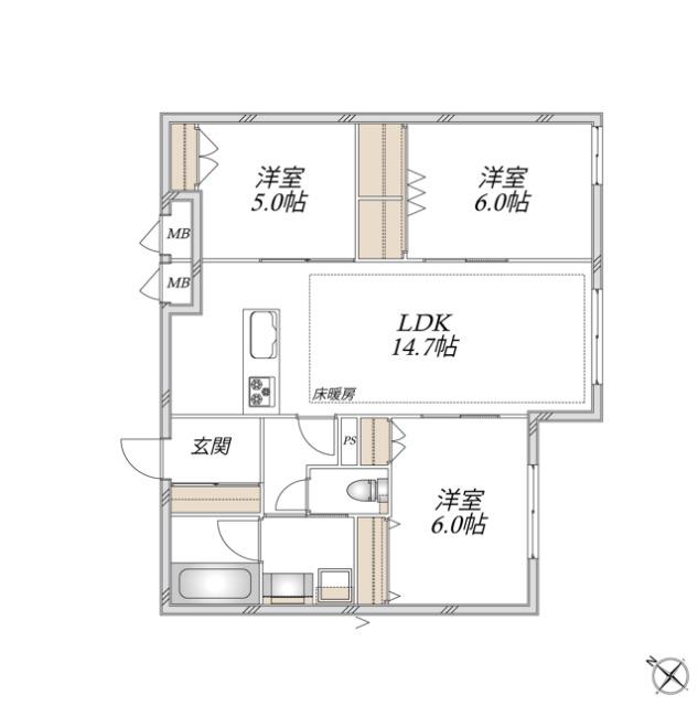 【ヘーベルメゾン】領家プライムコートⅡ（102） 間取り図画像