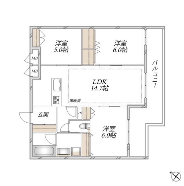 【ヘーベルメゾン】領家プライムコートⅡ（202） 間取り図画像