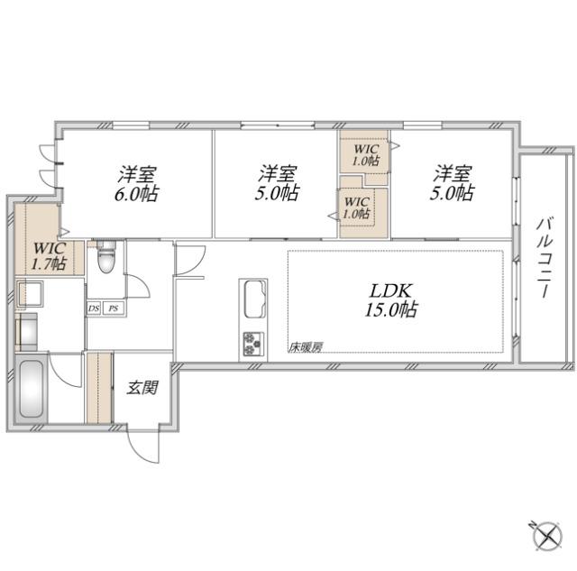 【ヘーベルメゾン】領家プライムコートⅡ（203） 間取り図画像