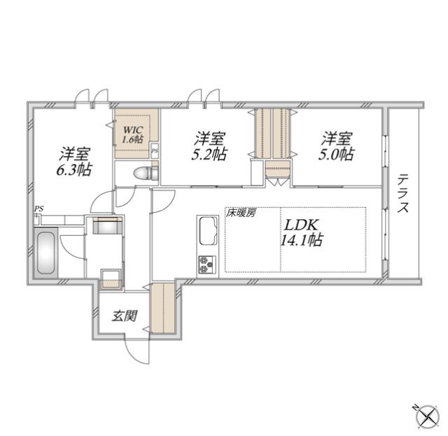 【ヘーベルメゾン】領家プライムコートⅠ（102） 間取り図画像
