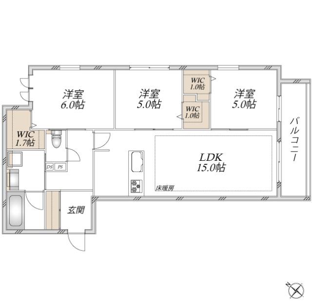【ヘーベルメゾン】領家プライムコートⅡ（303） 間取り図画像