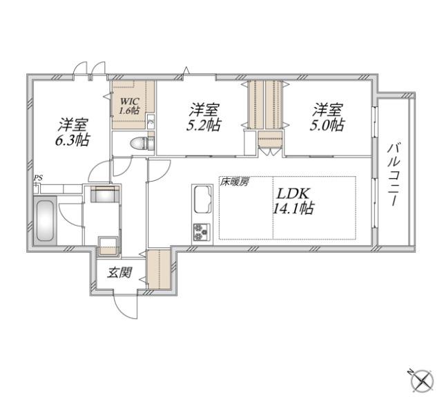 【ヘーベルメゾン】領家プライムコートⅠ（302） 間取り図画像