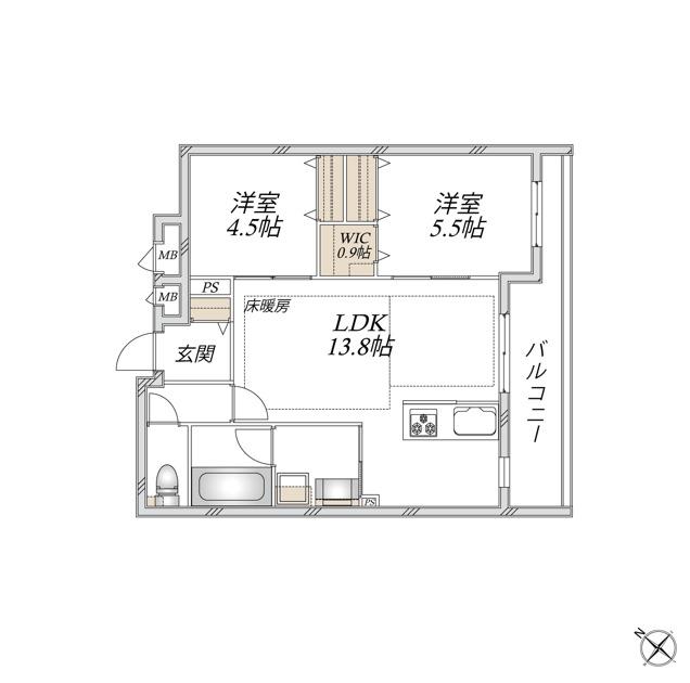 【ヘーベルメゾン】領家プライムコートⅠ（203） 間取り図画像