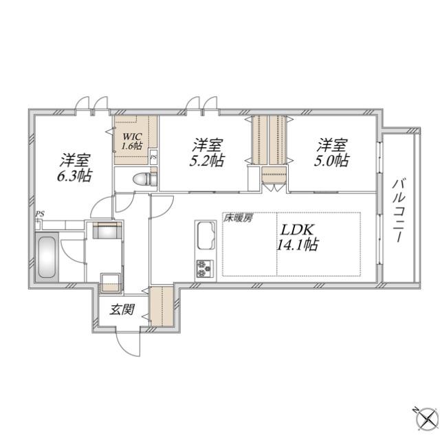 【ヘーベルメゾン】領家プライムコートⅠ（202） 間取り図画像