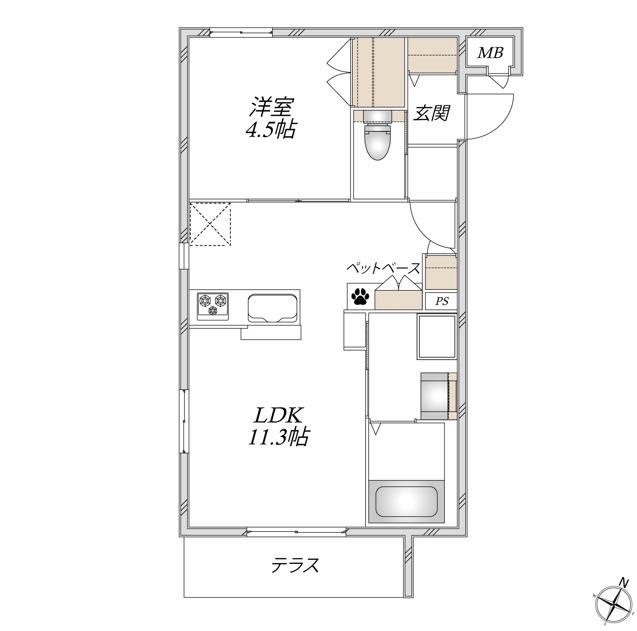 【ヘーベルメゾン】シャンテイーリオ（102） 間取り図画像
