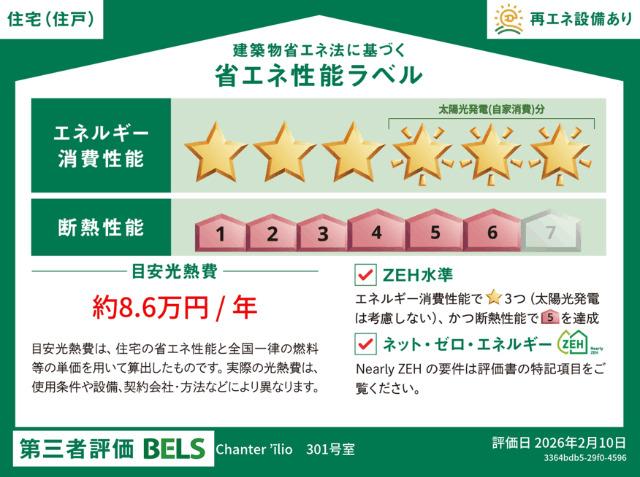 【ヘーベルメゾン】シャンテイーリオ（301） 省エネ性能表示ラベル