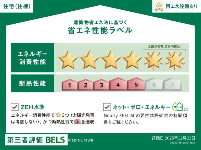 【へーベルメゾン】Ｍａｐｌｅ　Ｕｒａｗａ（102） 省エネ性能表示ラベル