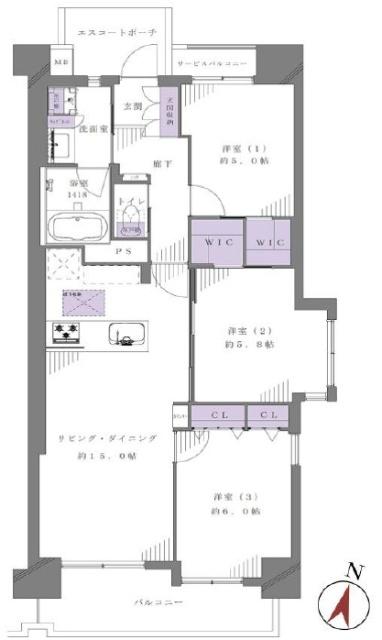 ランジュ２０００ohjima 間取り図画像