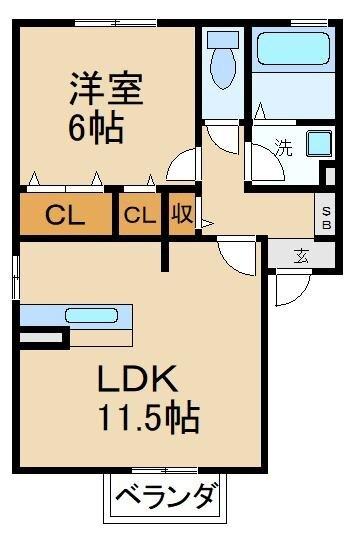 コンフォートくすは　Ａ棟（201） 間取り図画像